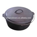 High quality vegetable oil coating flat bottom cast iron dutch oven/camping pot